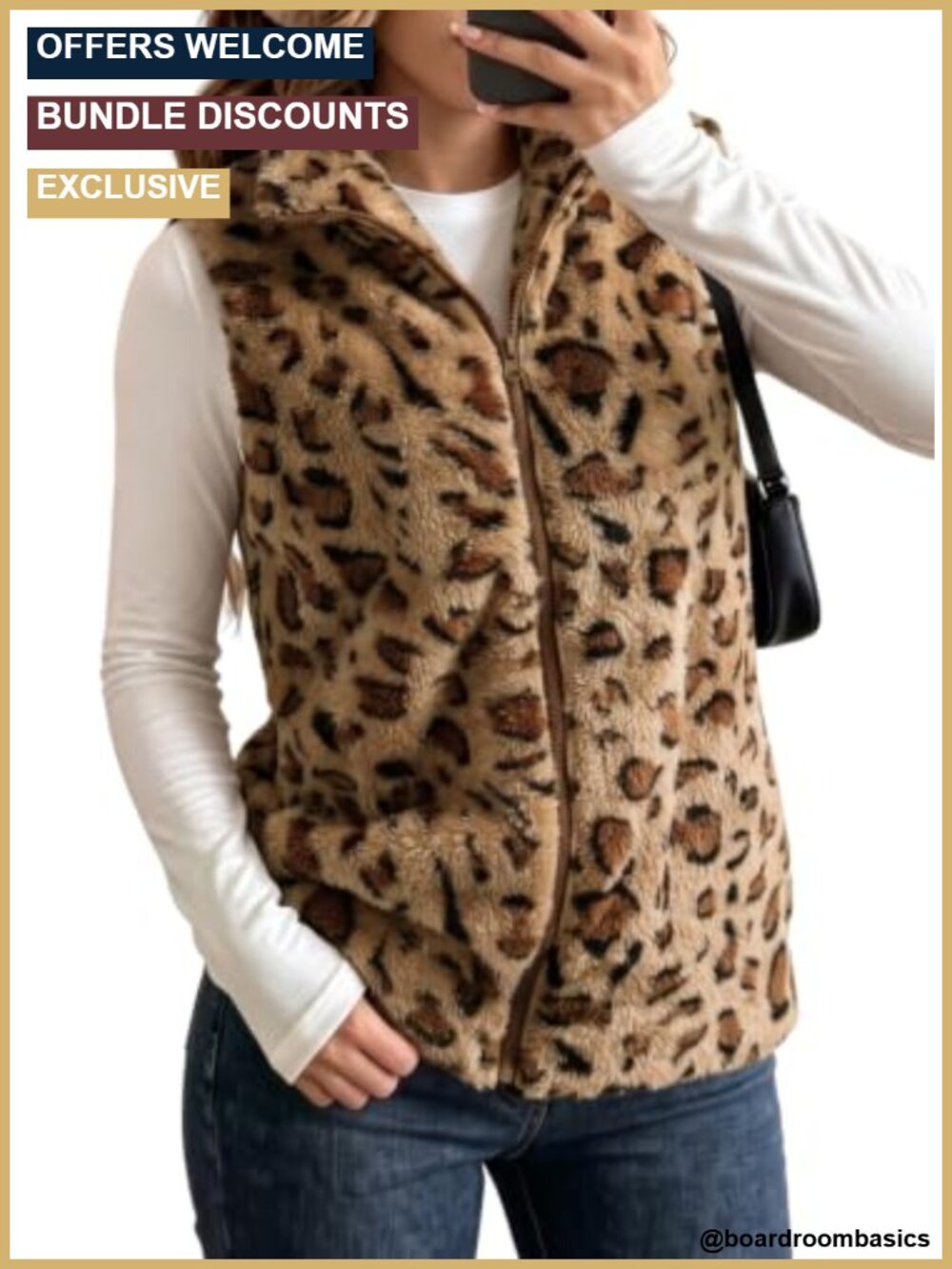 Quilted Sherpa Fleece Zip Up Vest Sleeveless Puffer Jacket